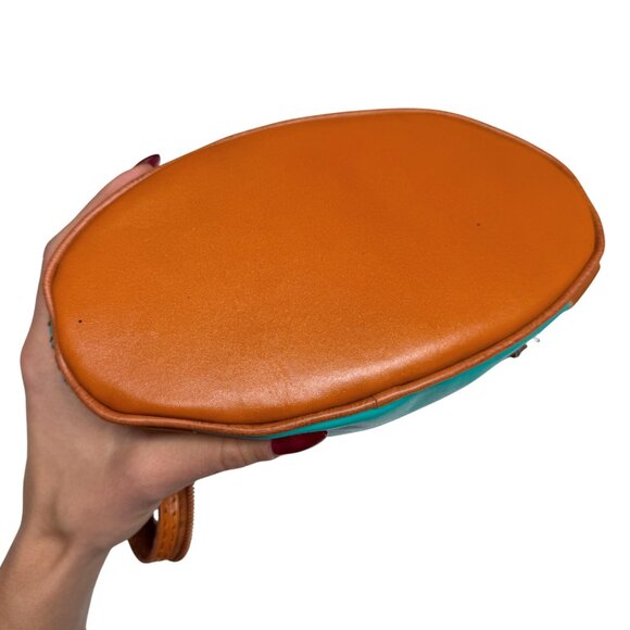 VERA PELLE Italian Genuine Leather Mini Backpack | Mint Green & Tan Brown | New - Picture 11 of 17